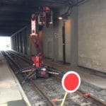 spærring af spor med standsignal stop med SR-arbejdsleder